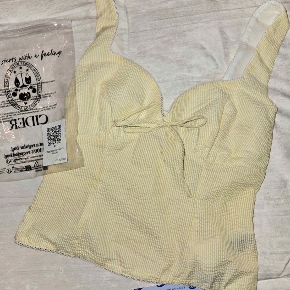 Cider Yellow Tie-Front Tank Top